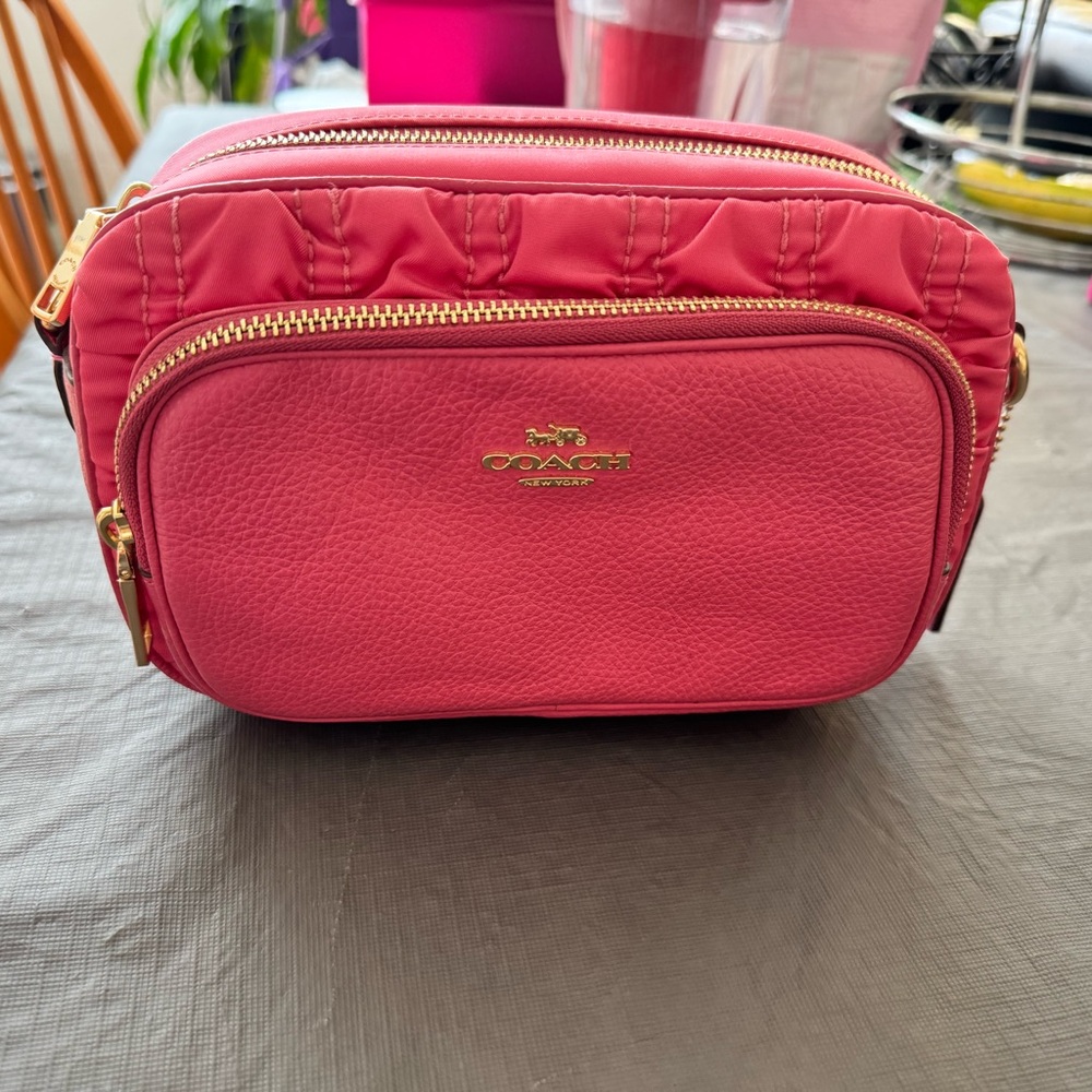 Coach Pink Crossbody Bag with Gold Hardware
